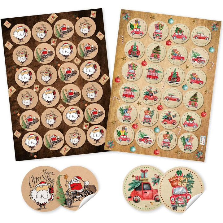 2 x 24 Weihnachtssticker amerikanischer Stil Ø 4 cm – Weihnachtsdeko Aufkleber - Foto 1