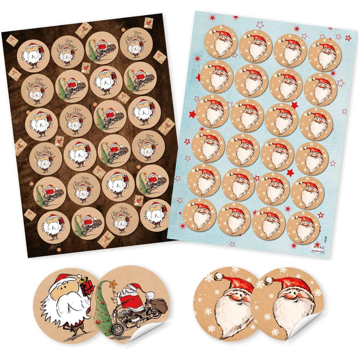 2 x 24 Weihnachtsmann Aufkleber Merry Christmas Ø 4 cm - Foto 1