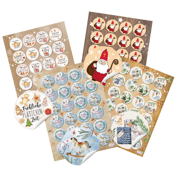 Logbuch-Verlag 96 weihnachtliche Sticker Etiketten zu Weihnachten als Geschenkaufkleber für Pakete und Karten