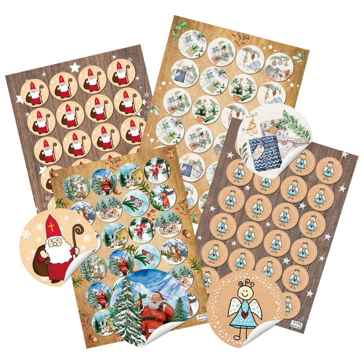 96 weihnachtliche Sticker Etiketten als Geschenkaufkleber für Pakete und Karten - Foto 1
