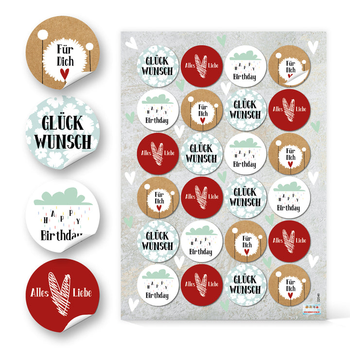 Glückwunsch Aufkleber für Geschenke & Verpackungen Ø 4 cm - Foto 1