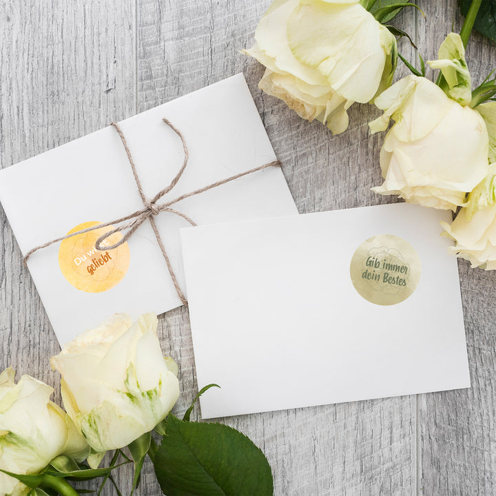 96 Geschenkaufkleber Sprüche - positives Mindset Liebe Freundschaft 4 cm - Foto 2