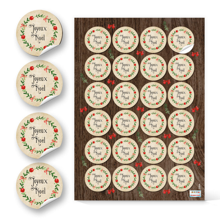 48 Weihnachtssticker mit Text "Joyeux Noël" - französische Weihnachtsaufkleber - Foto 1